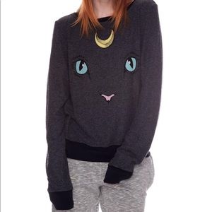Rare Wildfox Couture Cat & Moon Baggy Beach Jumper